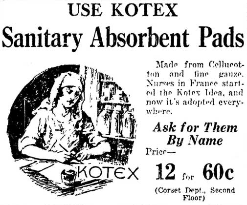 Kotex newspaper ads 1920s at MUM